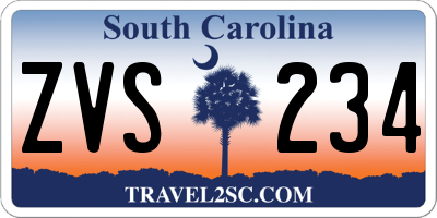 SC license plate ZVS234