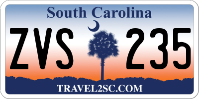 SC license plate ZVS235