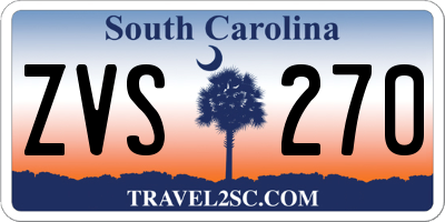 SC license plate ZVS270