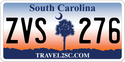 SC license plate ZVS276