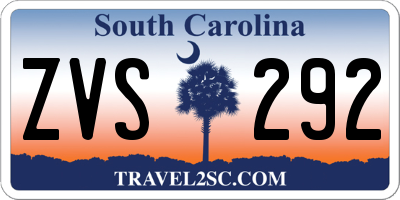 SC license plate ZVS292