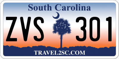 SC license plate ZVS301