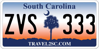 SC license plate ZVS333
