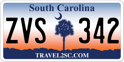 SC license plate ZVS342