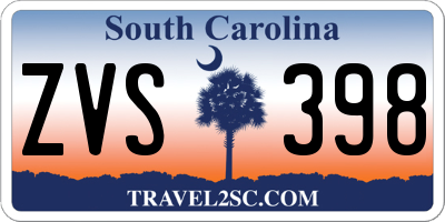 SC license plate ZVS398