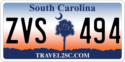 SC license plate ZVS494