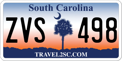 SC license plate ZVS498
