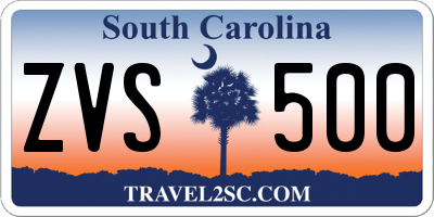 SC license plate ZVS500