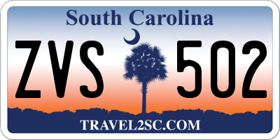 SC license plate ZVS502