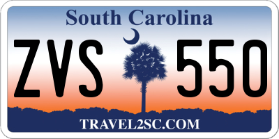 SC license plate ZVS550