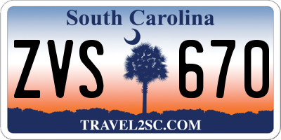 SC license plate ZVS670