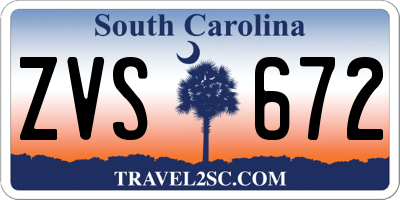 SC license plate ZVS672