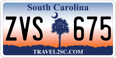 SC license plate ZVS675