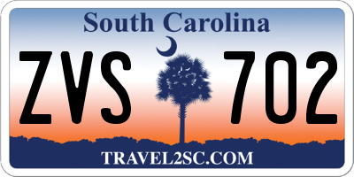 SC license plate ZVS702