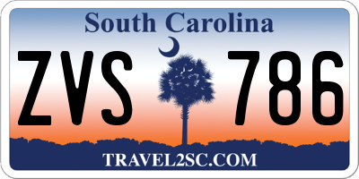 SC license plate ZVS786