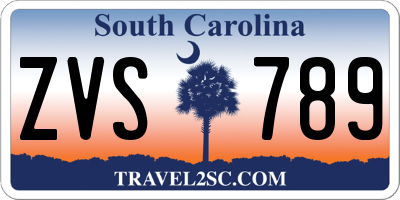 SC license plate ZVS789