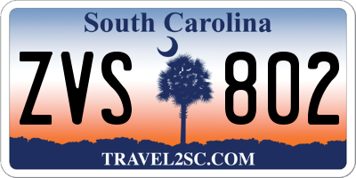 SC license plate ZVS802