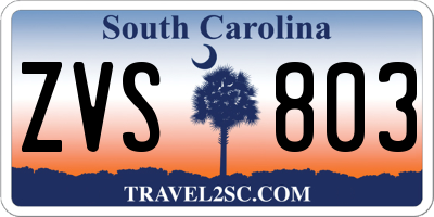 SC license plate ZVS803