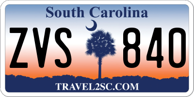 SC license plate ZVS840
