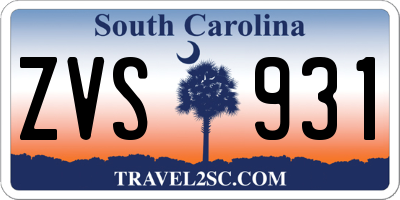 SC license plate ZVS931