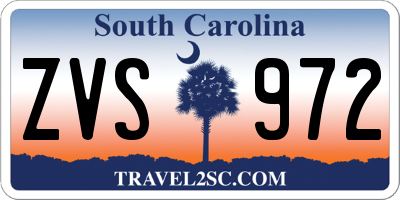 SC license plate ZVS972