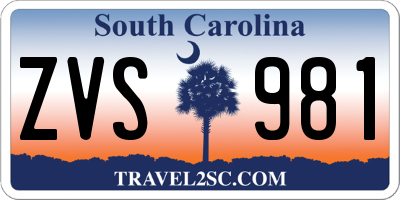 SC license plate ZVS981