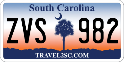 SC license plate ZVS982
