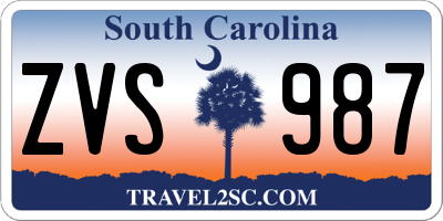 SC license plate ZVS987