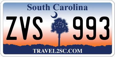 SC license plate ZVS993