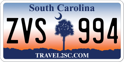 SC license plate ZVS994