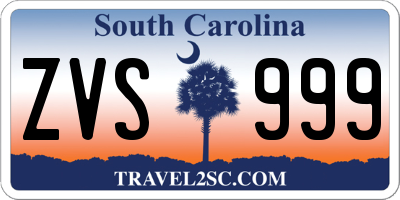 SC license plate ZVS999