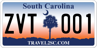SC license plate ZVT001