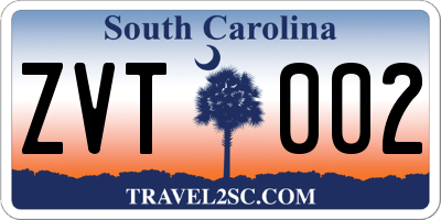 SC license plate ZVT002
