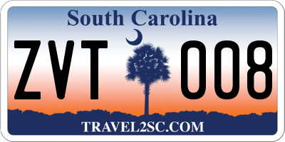 SC license plate ZVT008