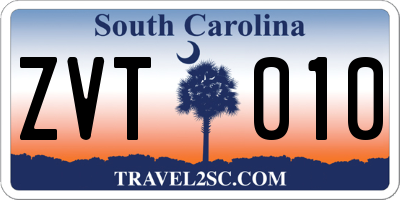 SC license plate ZVT010