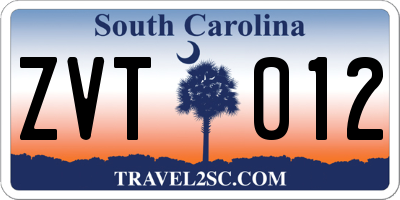 SC license plate ZVT012