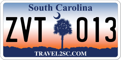 SC license plate ZVT013