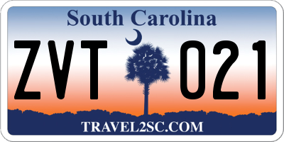 SC license plate ZVT021