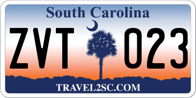 SC license plate ZVT023
