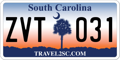 SC license plate ZVT031