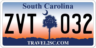 SC license plate ZVT032