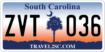 SC license plate ZVT036