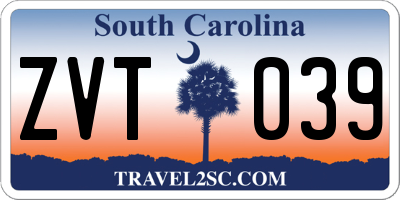 SC license plate ZVT039