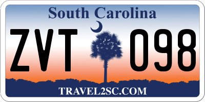 SC license plate ZVT098