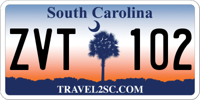 SC license plate ZVT102
