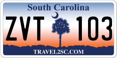 SC license plate ZVT103