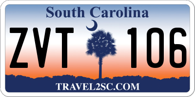 SC license plate ZVT106