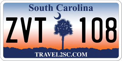 SC license plate ZVT108
