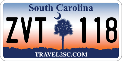 SC license plate ZVT118