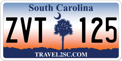 SC license plate ZVT125